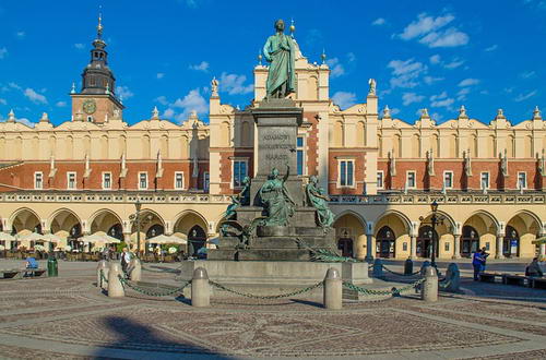 Statue of Adam Mickiewicz Old Town in Krakow