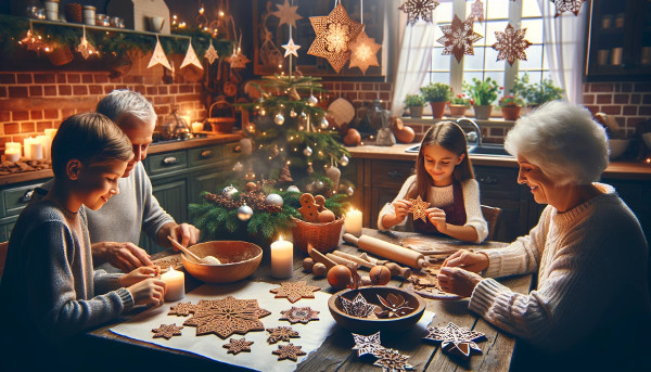 Traditional Polish kitchen scene during Advent