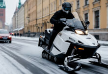 Riding snowmobile in Krakow